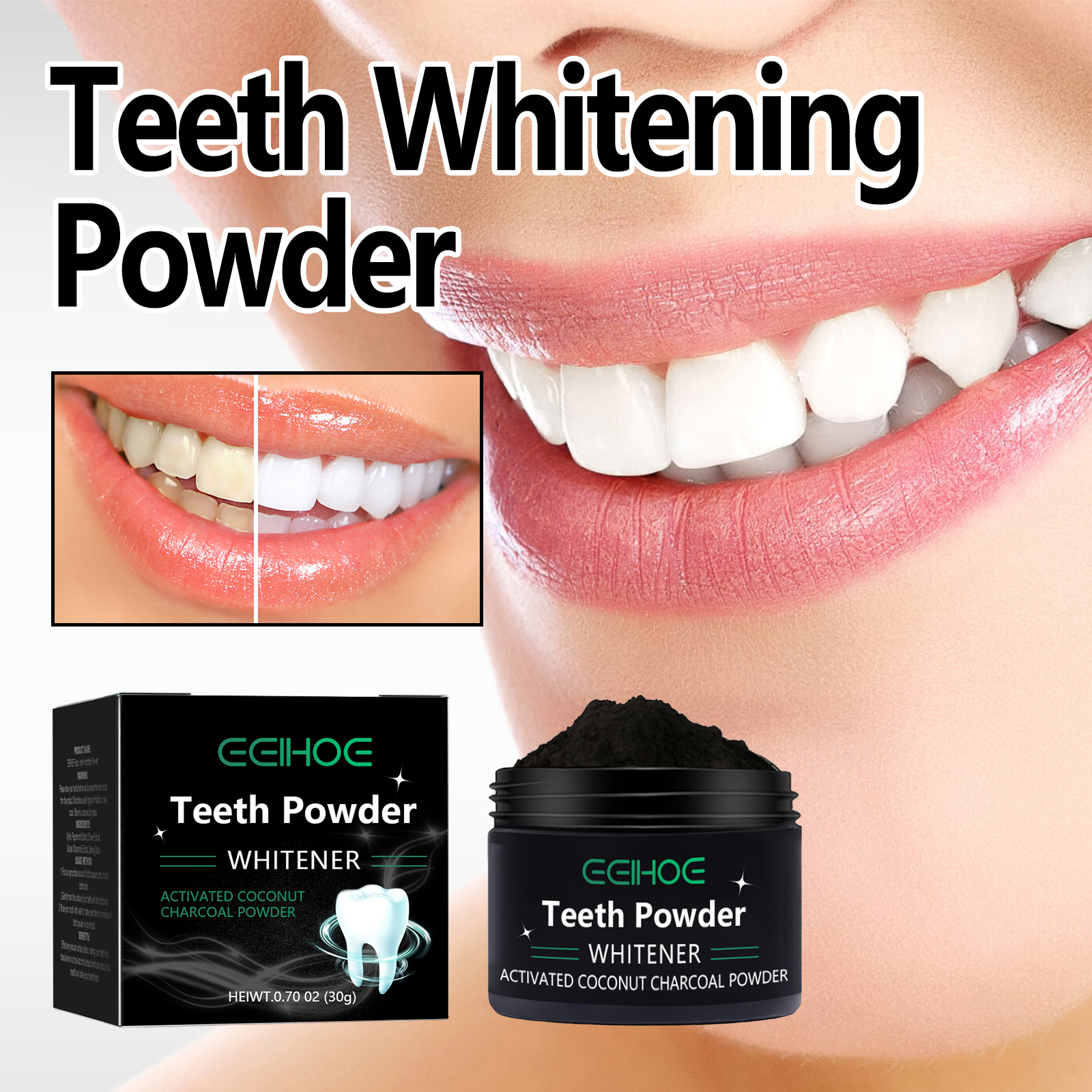 Teeth Whitening Charcoal - Activated Coconut Charcoal Tooth Powder Remove
