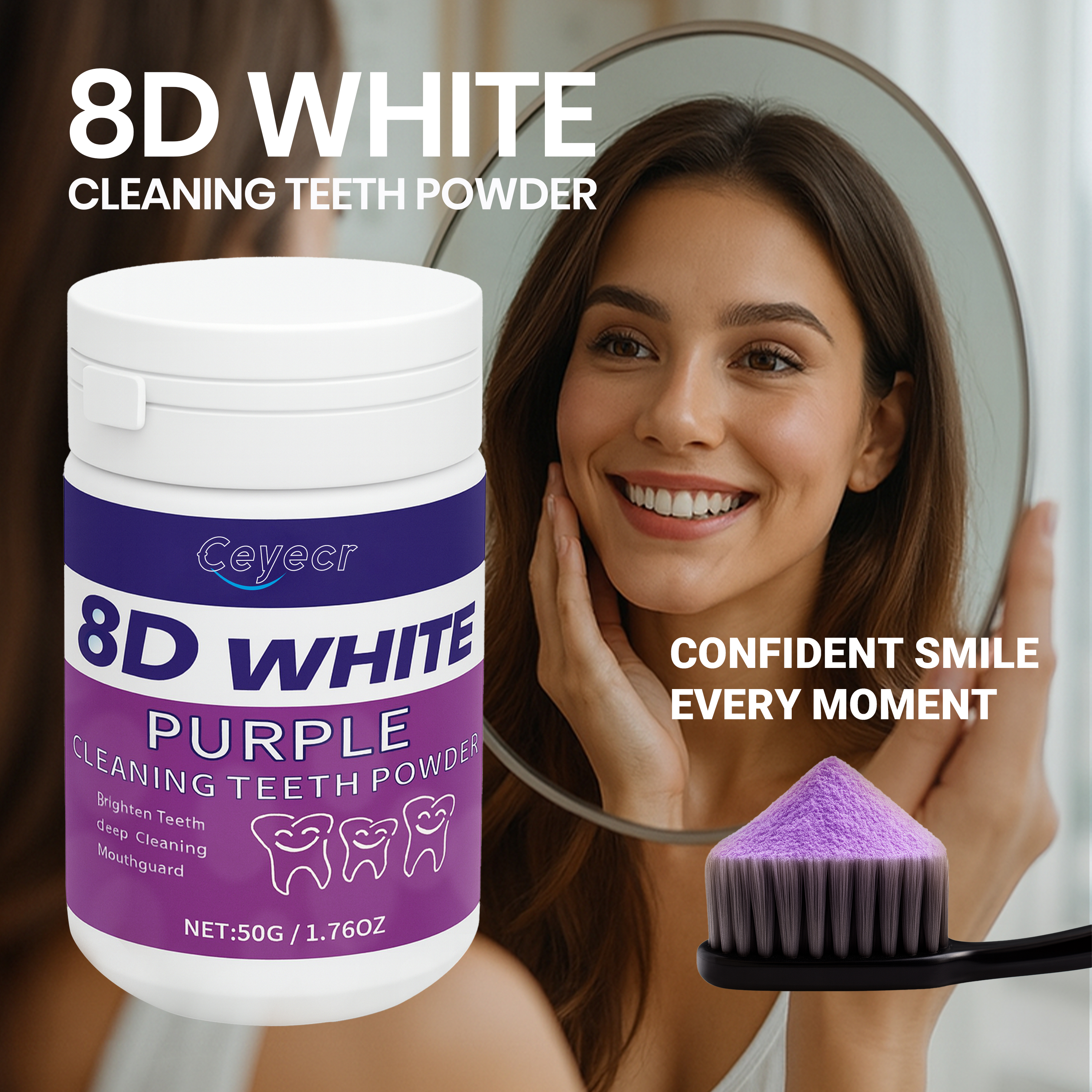 Teeth Whitening Instant - 8D white Teeth Whitening Powder, 50g/1.76.Oz