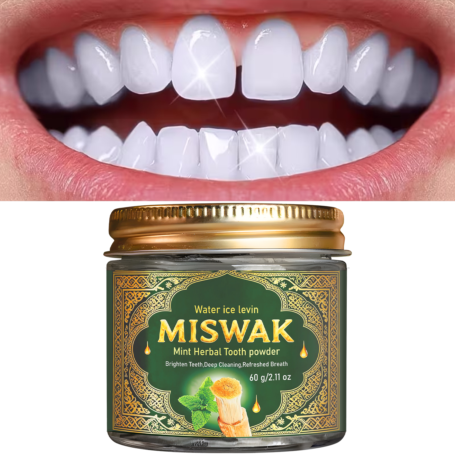 Remineralizing Toothpaste - MISWAK Mint Herbal Tooth Powder, Deep
