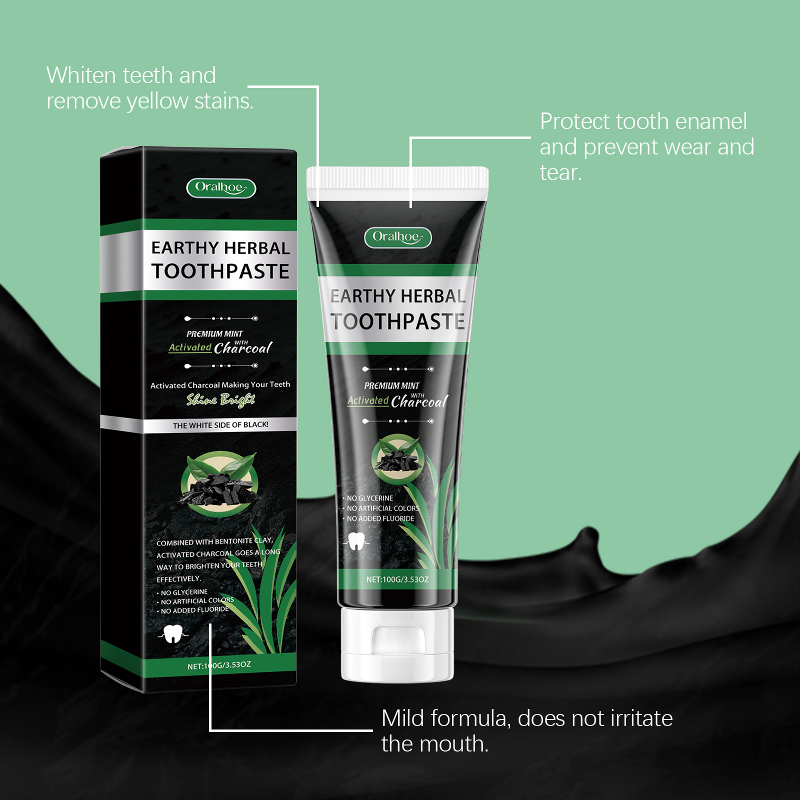 Teeth Whitening Charcoal - Bamboo Charcoal Mint Toothpaste Natural Activated