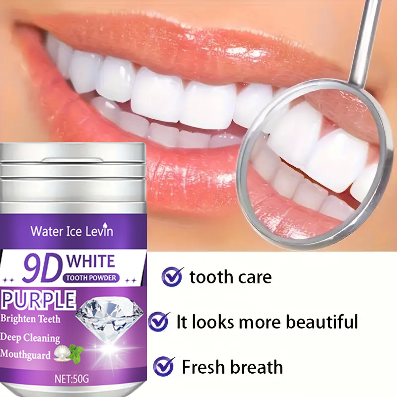9D White Purple Toothpowder. B - Teeth Whitening Instant บทวิจารณ์และราคา