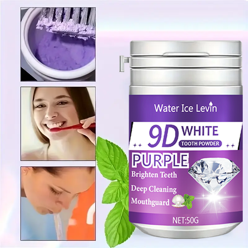 9D White Purple Toothpowder. B - Teeth Whitening Instant บทวิจารณ์และราคา