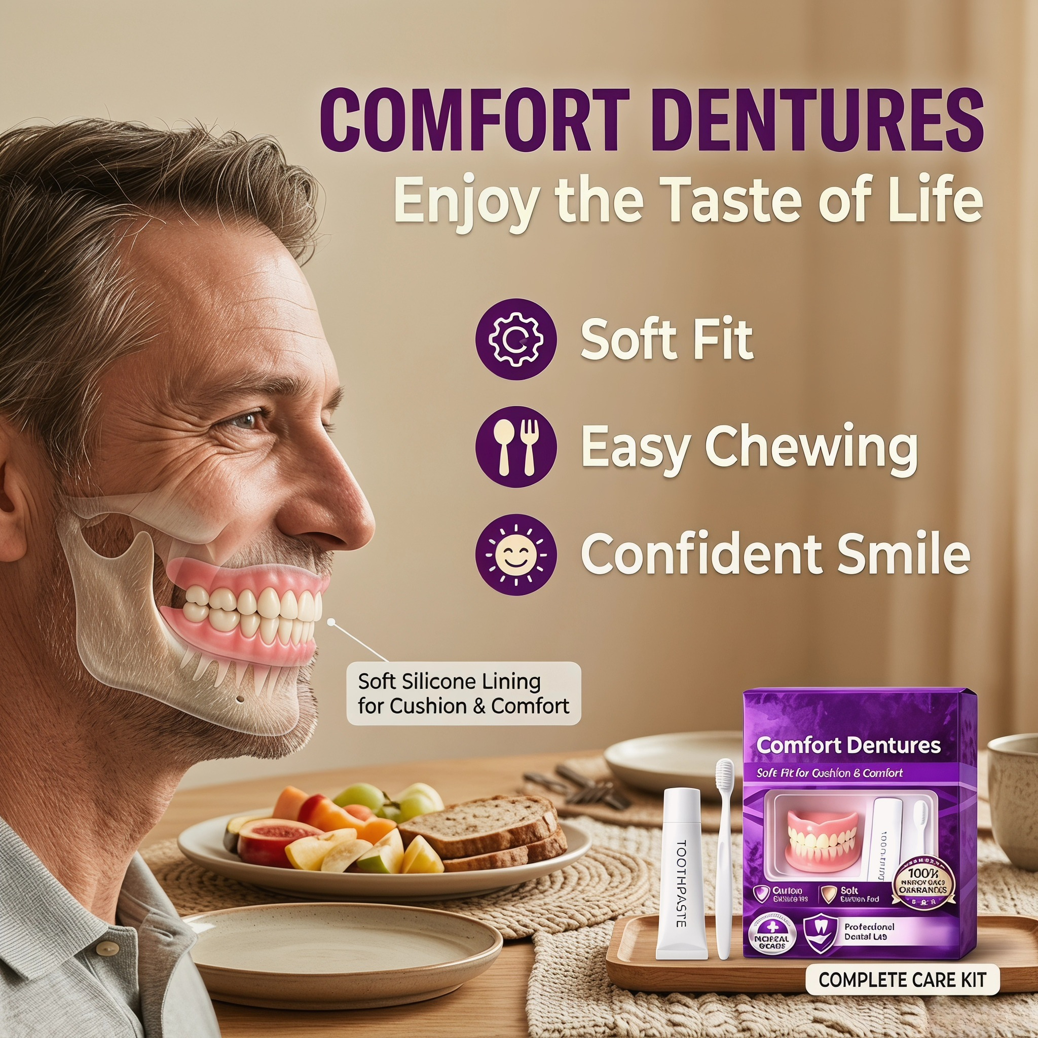 Full Set Natural Dentures Uppe - Teeth Whitening Instant บทวิจารณ์และราคา