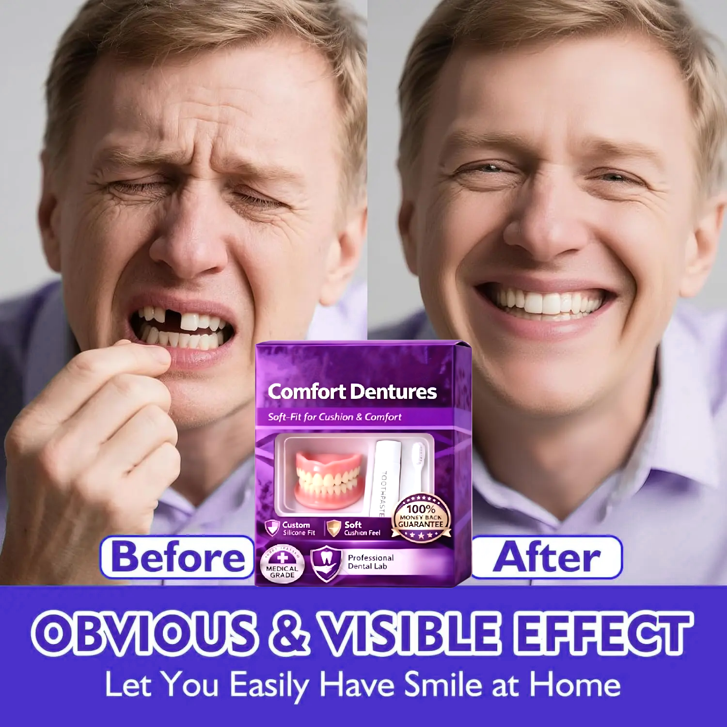 Full Set Natural Dentures Uppe - Teeth Whitening Instant บทวิจารณ์และราคา