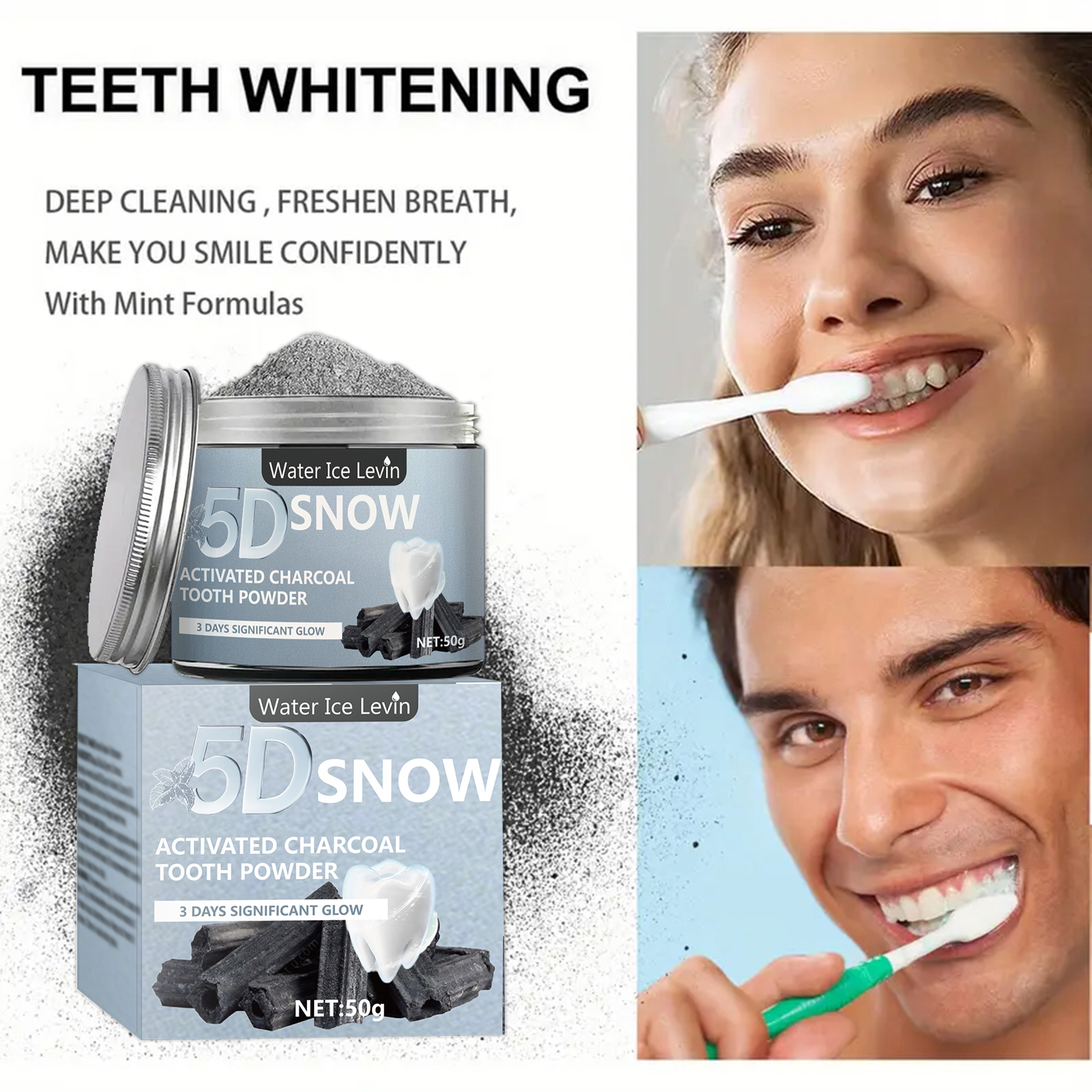 Water Ice Levin 5D Snow Activa - Teeth Whitening Charcoal บทวิจารณ์และราคา