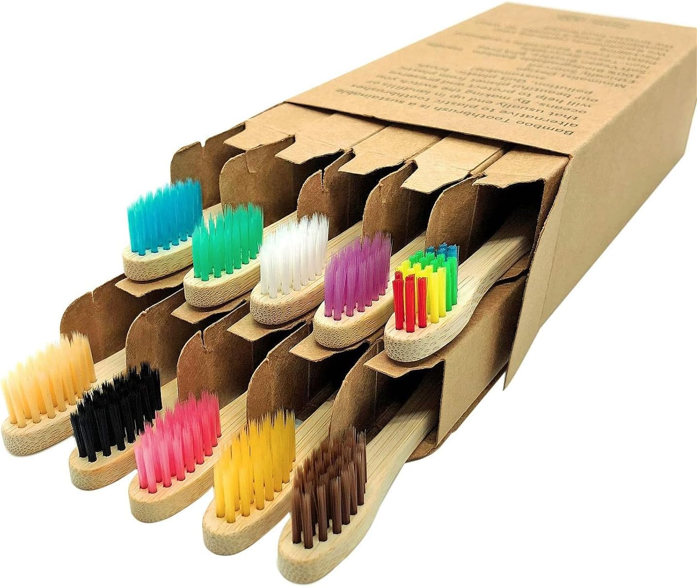 10PCS Natural Bamboo Toothbrus - Teeth Whitening Charcoal บทวิจารณ์และราคา
