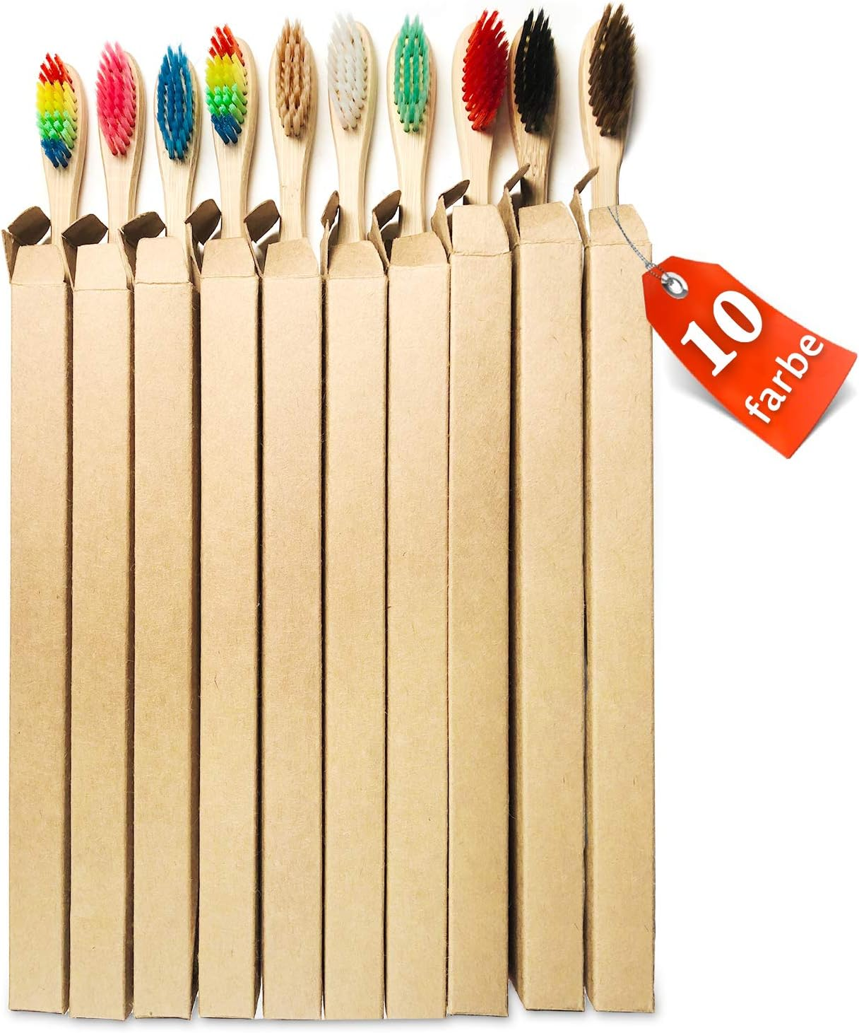 10PCS Natural Bamboo Toothbrus - Teeth Whitening Charcoal บทวิจารณ์และราคา