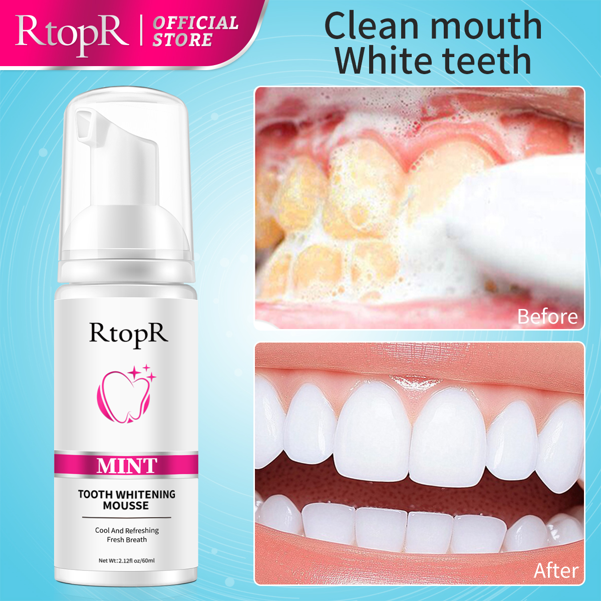 RtopR Mint Whitening Teeth Mou - Teeth Whitening Xylitol บทวิจารณ์และราคา