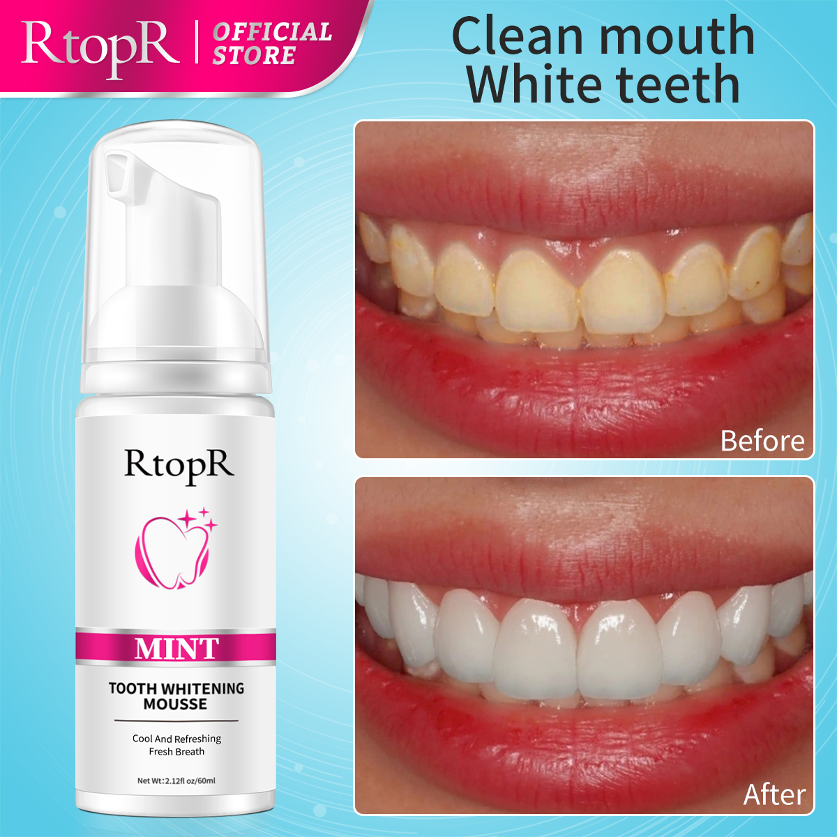 RtopR Mint Whitening Teeth Mou - Teeth Whitening Xylitol บทวิจารณ์และราคา