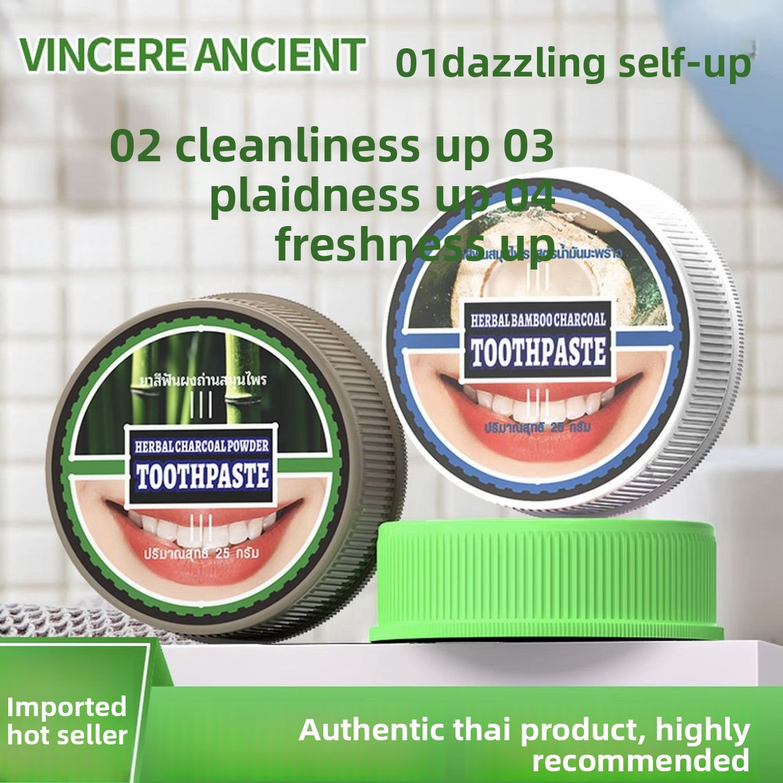 Natural Thai VINCERE Tooth Pow - Teeth Whitening Charcoal บทวิจารณ์และราคา