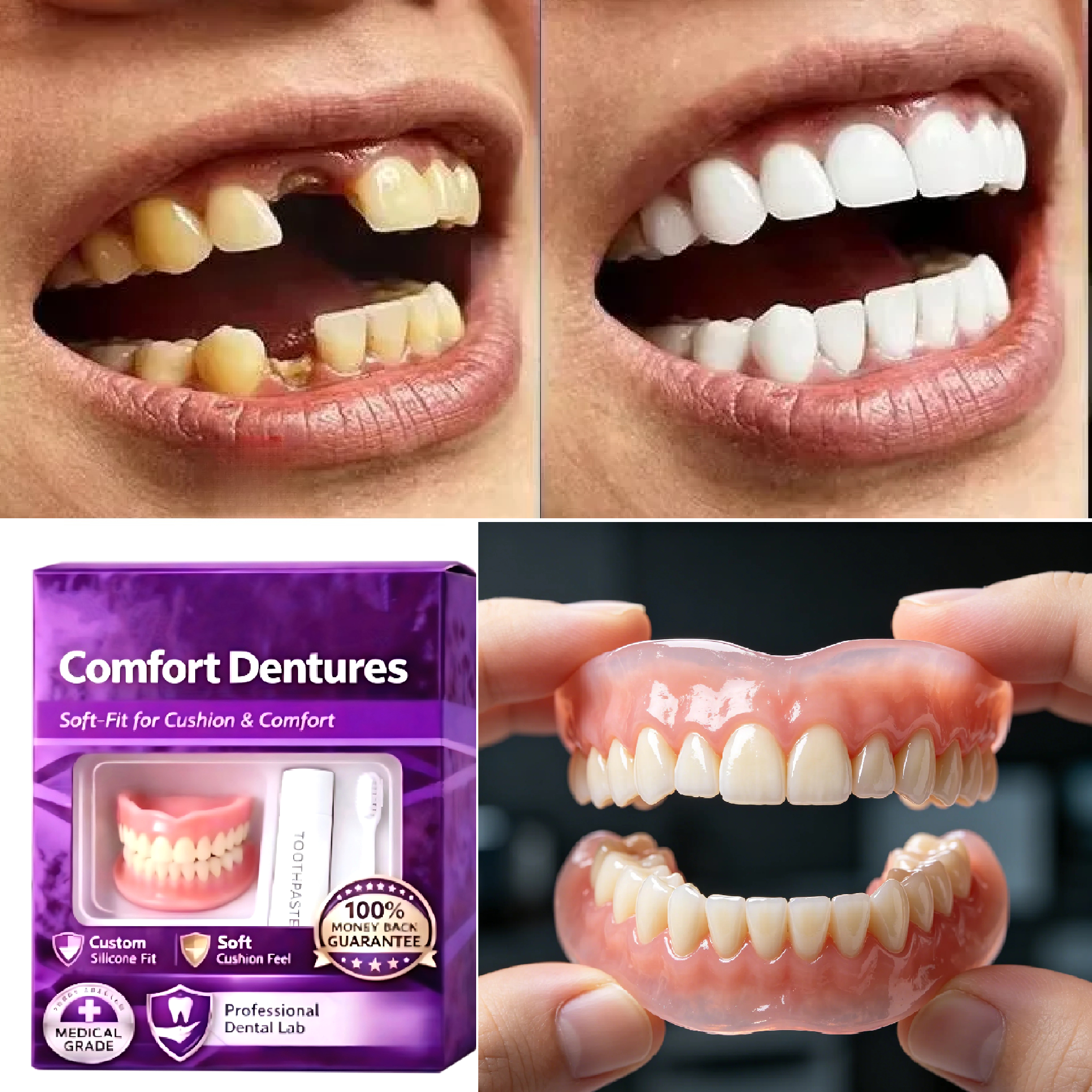 Full Set Natural Dentures Uppe - Teeth Whitening Instant บทวิจารณ์และราคา