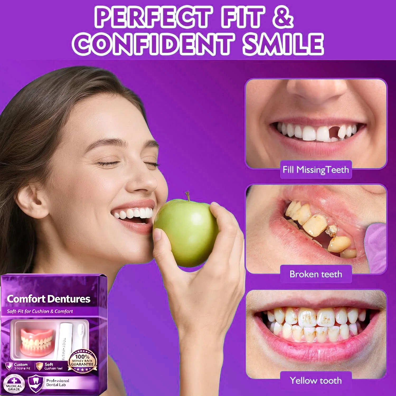 Full Set Natural Dentures Uppe - Teeth Whitening Instant บทวิจารณ์และราคา